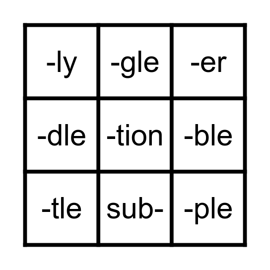 Challenge Lesson 10 (A) Bingo Card