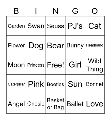 Baby Shower Bingo Card