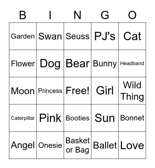 Baby Shower Bingo Card