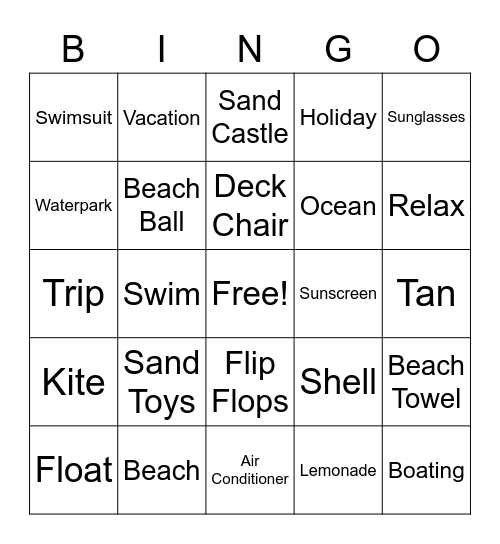 GoAuto fun in the Sun Bingo Card