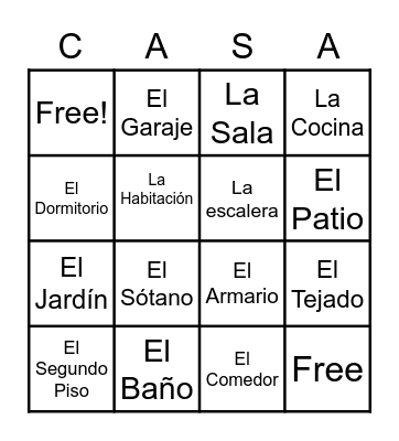 La Casa Bingo Card