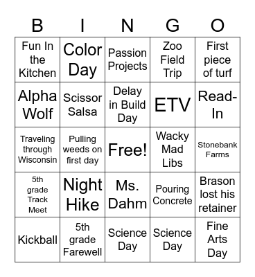 Untitled Bingo Card