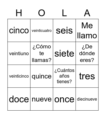 Los números y las frases útiles Bingo Card