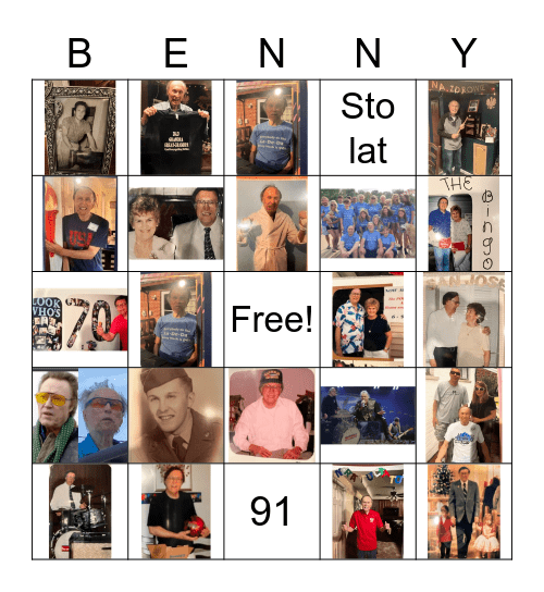 91st Birthday Benny Bingo Card