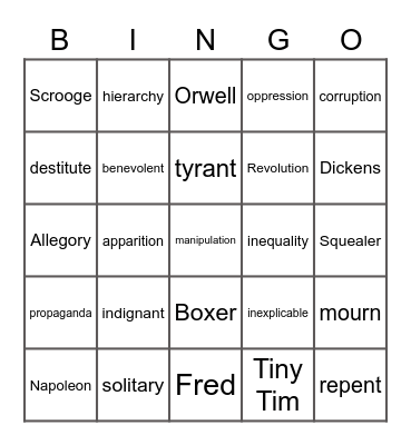 Animal Carol Bingo Card