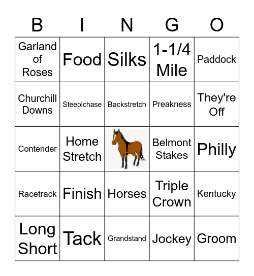 Fair Hill Derby Bingo Card