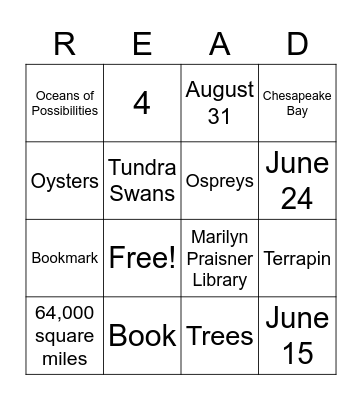 Summer Reading Bingo Card