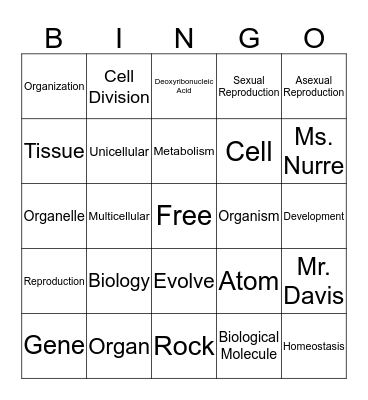 Classification of Living Things Bingo Card