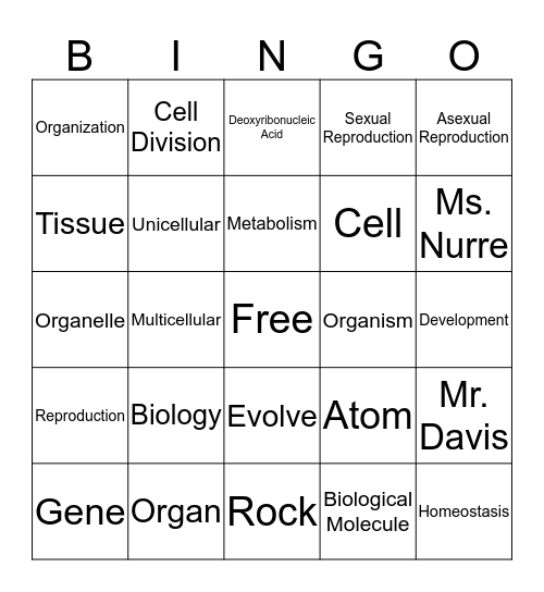 Classification of Living Things Bingo Card
