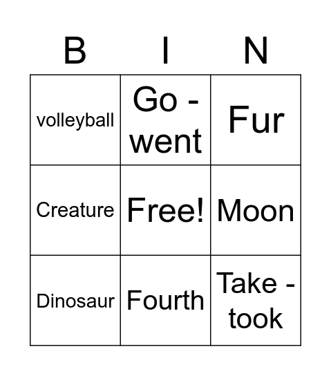 Level 4 Bingo Card