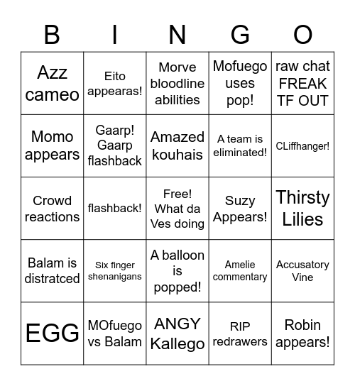 MOFUEGO Bingo Card