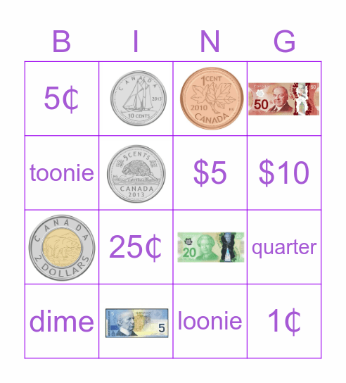 Money bingo Card