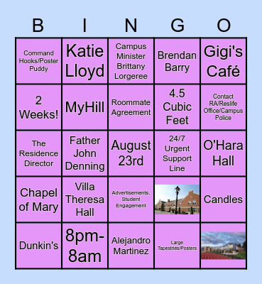 Residence Life Bingo! Bingo Card