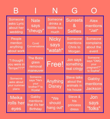 Summer Kickoff BIngo Card