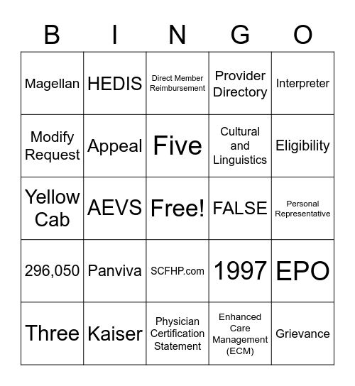 Customer Service Bingo Card