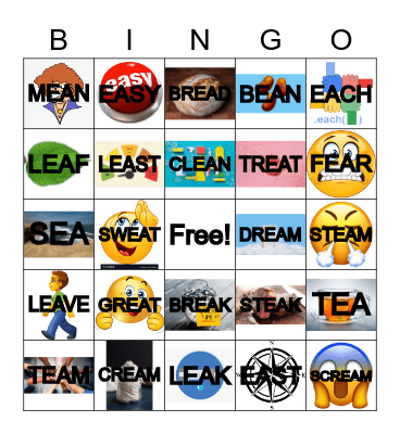 Long Vowel ea Bingo Card