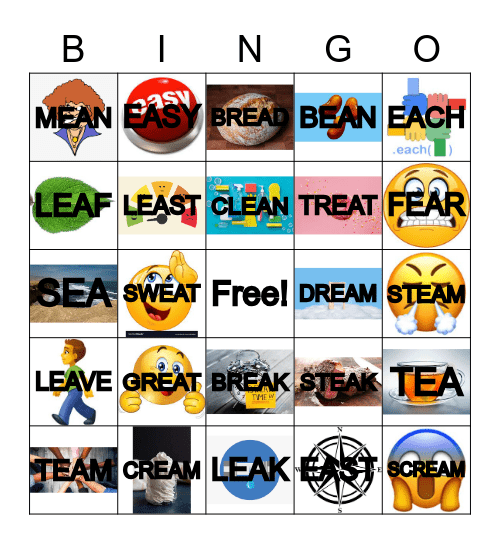 Long Vowel ea Bingo Card