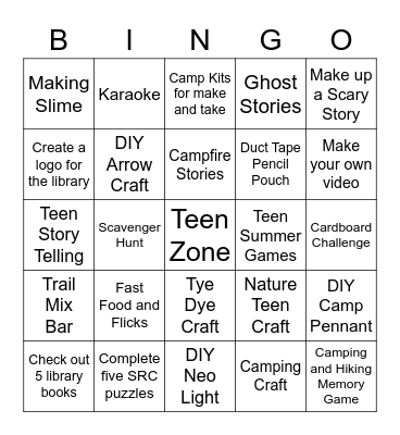 SUMMER READING PROGRAM (TZ) Bingo Card