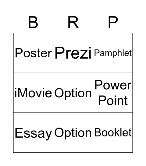 Book Report Published Bingo Card