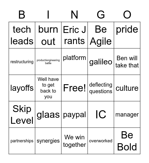 Town Hall Bingo Card