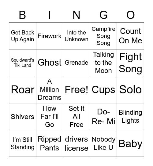 Music Bingo Card