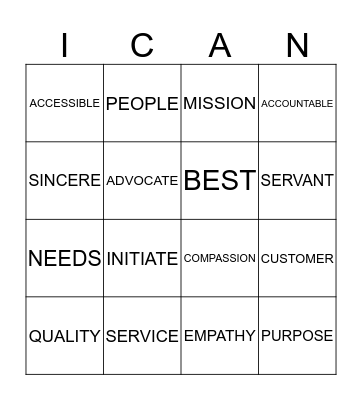ICAN Bingo Card