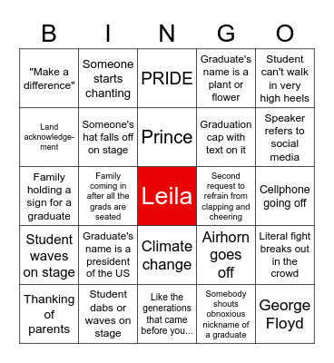2022 South High Graduation Bingo Card
