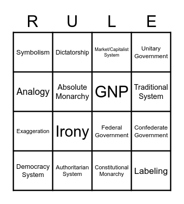 LSN Gov Unit 1 Bingo Card