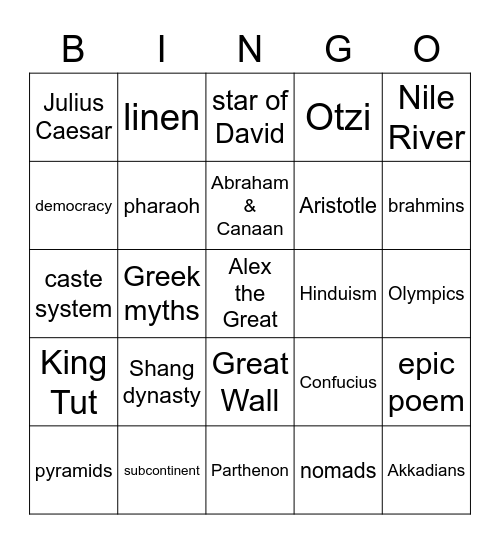 ANCIENT CIVS Bingo Card