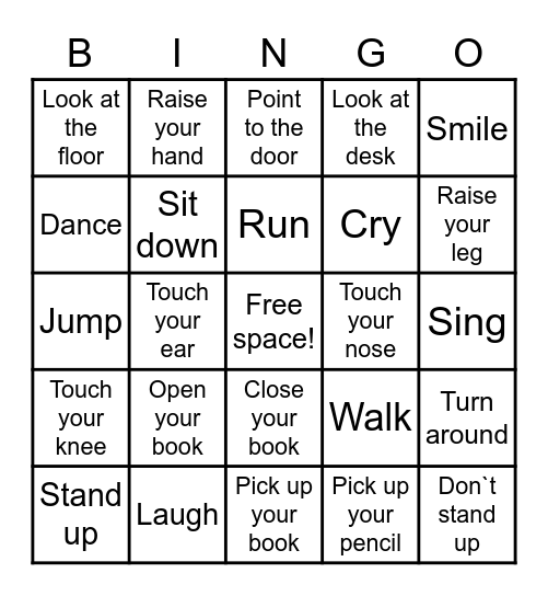 Imperative Bingo Card