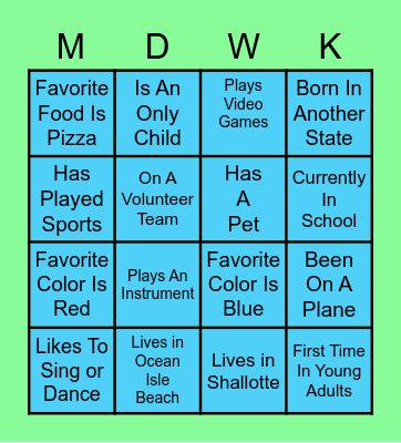 Crossover Bingo Card