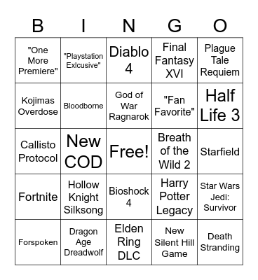 Summer Games 2022 Bingo Card