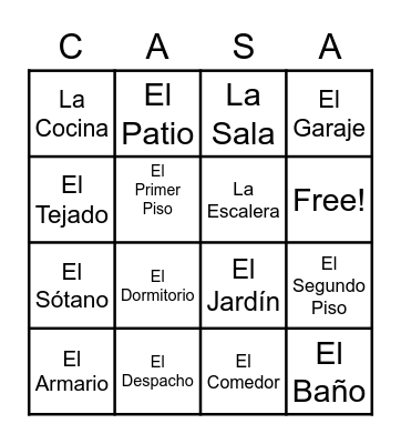La Casa Bingo Card