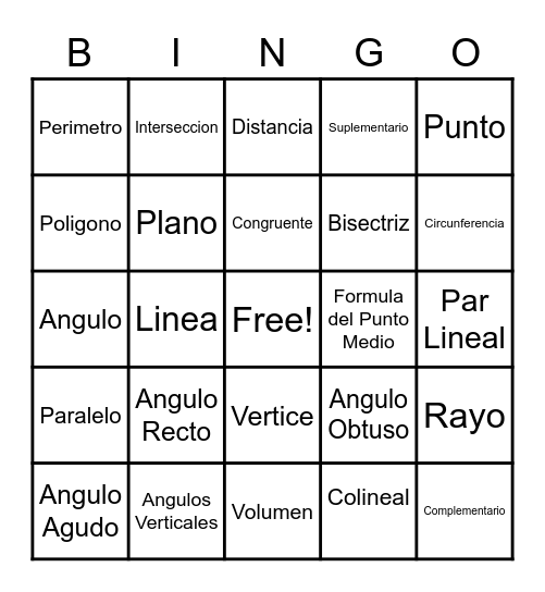 Tools of Geometry Bingo Card