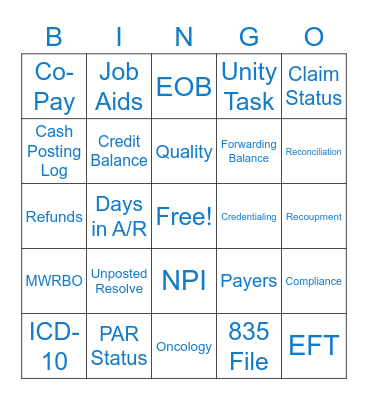 Revenue Cycle Bingo Card
