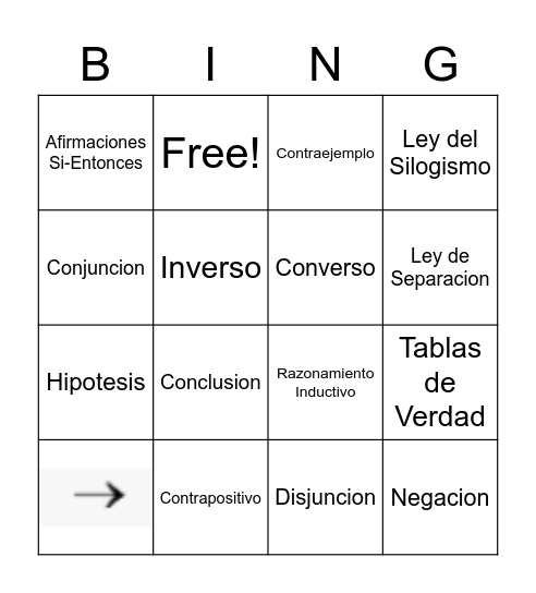 Prueba y Razonamineto Bingo Card
