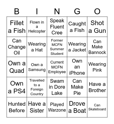 MCFN Fun Bingo Card