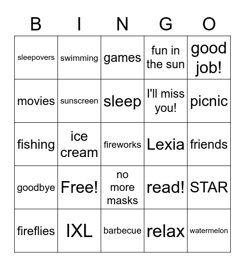 Get Ready for Summer Bingo Card