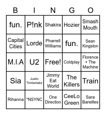 Music Bingo Card