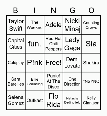 Music Bingo Card