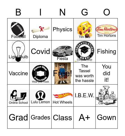 Tanner's Graduation Bingo Card