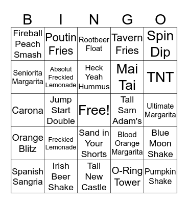 Red Robin Bingo Card
