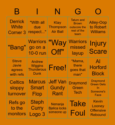 NBA Finals 2022 Bingo Card