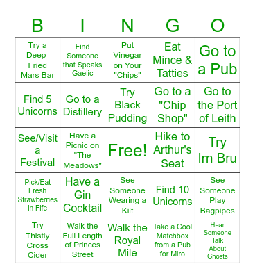Edinburgh Bingo - Misc! Bingo Card