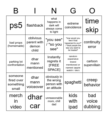 Dhar Mann Bingo v3 Bingo Card