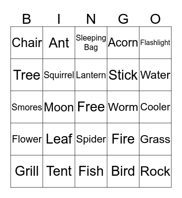 Camping Fun! Bingo Card