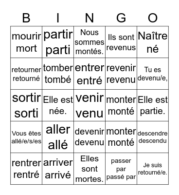 DRMRSVANDERTRAMPP verbs  Bingo Card