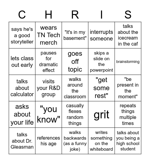 Dr. Wilson Bingo Card