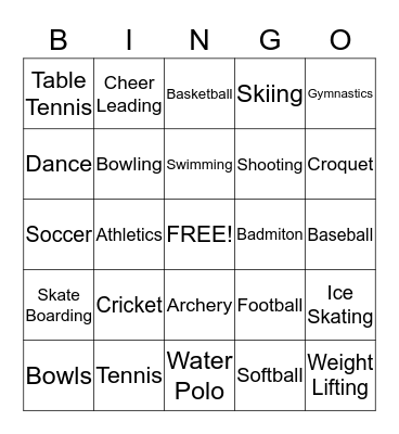 Sports  Bingo Card