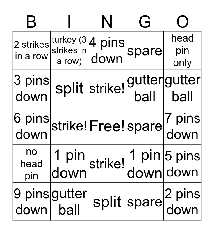 73rd SIG CO - FRG Bowling BINGO Card